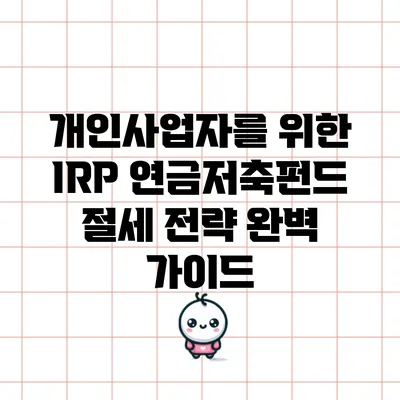 개인사업자를 위한 IRP 연금저축펀드 절세 전략 완벽 가이드
