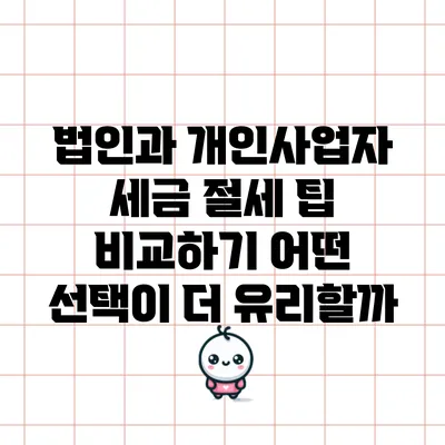 법인과 개인사업자 세금 절세 팁 비교하기: 어떤 선택이 더 유리할까?
