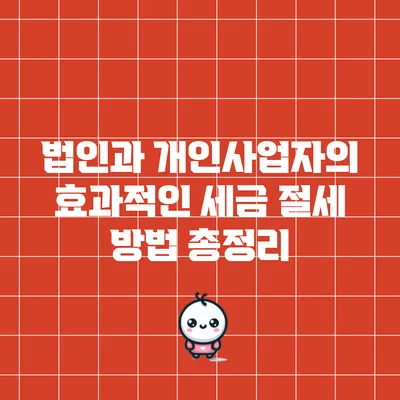 법인과 개인사업자의 효과적인 세금 절세 방법 총정리