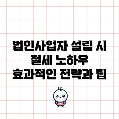 법인사업자 설립 시 절세 노하우: 효과적인 전략과 팁