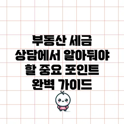 부동산 세금 상담에서 알아둬야 할 중요 포인트 완벽 가이드