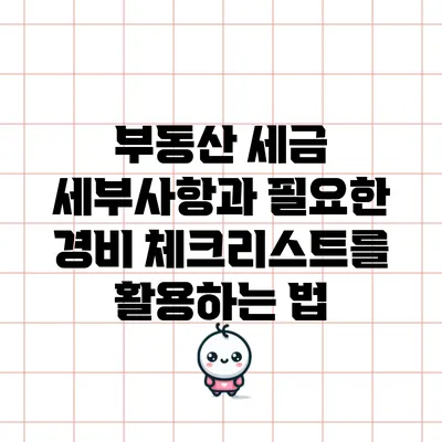 부동산 세금 세부사항과 필요한 경비 체크리스트를 활용하는 법
