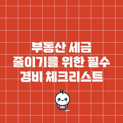 부동산 세금 줄이기를 위한 필수 경비 체크리스트