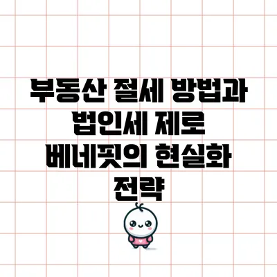 부동산 절세 방법과 법인세 제로 베네핏의 현실화 전략
