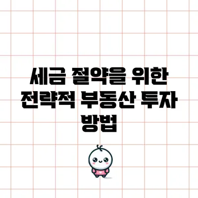 세금 절약을 위한 전략적 부동산 투자 방법