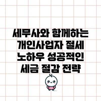 세무사와 함께하는 개인사업자 절세 노하우: 성공적인 세금 절감 전략
