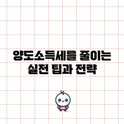 양도소득세를 줄이는 실전 팁과 전략