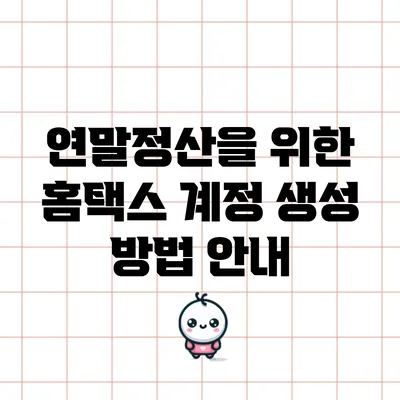 연말정산을 위한 홈택스 계정 생성 방법 안내