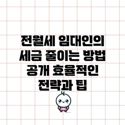 전월세 임대인의 세금 줄이는 방법 공개: 효율적인 전략과 팁