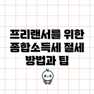 프리랜서를 위한 종합소득세 절세 방법과 팁