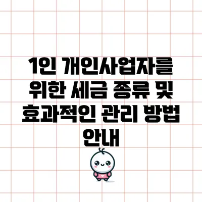 1인 개인사업자를 위한 세금 종류 및 효과적인 관리 방법 안내