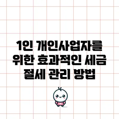 1인 개인사업자를 위한 효과적인 세금 절세 관리 방법