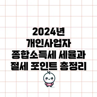 2024년 개인사업자 종합소득세 세율과 절세 포인트 총정리