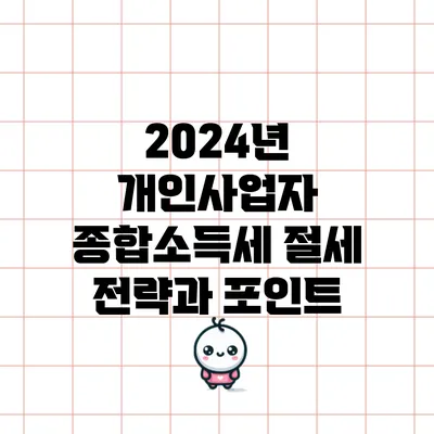 2024년 개인사업자 종합소득세 절세 전략과 포인트