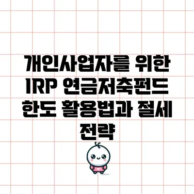 개인사업자를 위한 IRP 연금저축펀드 한도 활용법과 절세 전략