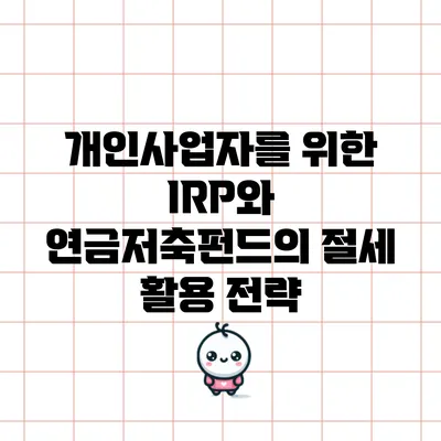 개인사업자를 위한 IRP와 연금저축펀드의 절세 활용 전략