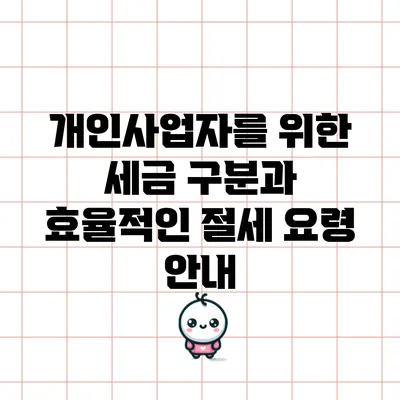 개인사업자를 위한 세금 구분과 효율적인 절세 요령 안내