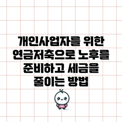 개인사업자를 위한 연금저축으로 노후를 준비하고 세금을 줄이는 방법