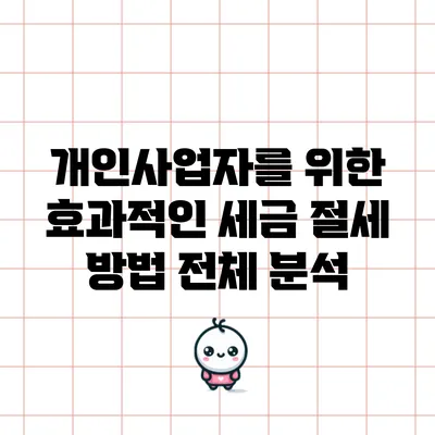 개인사업자를 위한 효과적인 세금 절세 방법 전체 분석