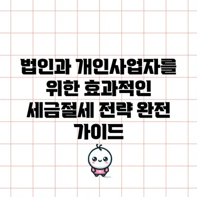 법인과 개인사업자를 위한 효과적인 세금절세 전략 완전 가이드