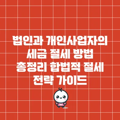 법인과 개인사업자의 세금 절세 방법 총정리: 합법적 절세 전략 가이드