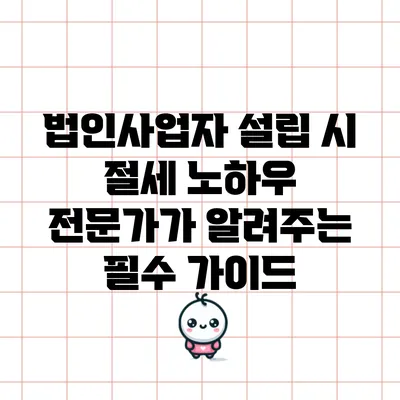 법인사업자 설립 시 절세 노하우: 전문가가 알려주는 필수 가이드