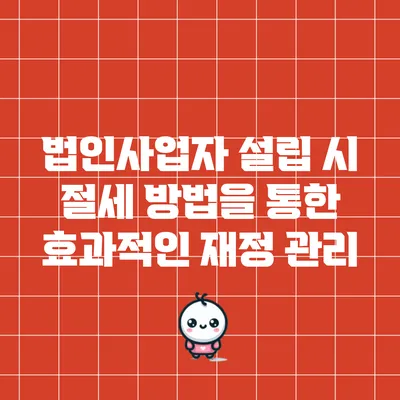 법인사업자 설립 시 절세 방법을 통한 효과적인 재정 관리