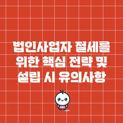 법인사업자 절세를 위한 핵심 전략 및 설립 시 유의사항