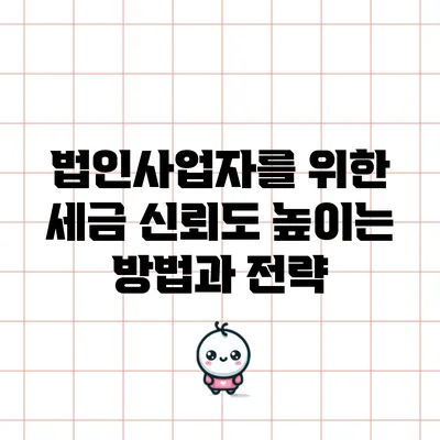 법인사업자를 위한 세금 신뢰도 높이는 방법과 전략