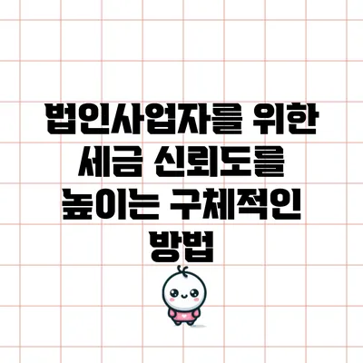 법인사업자를 위한 세금 신뢰도를 높이는 구체적인 방법