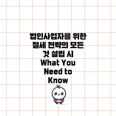 법인사업자를 위한 절세 전략의 모든 것: 설립 시 What You Need to Know