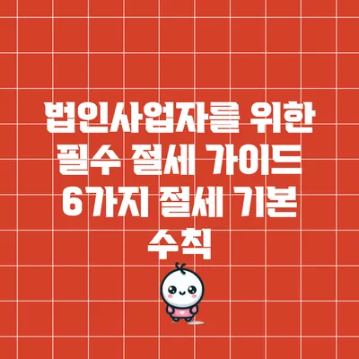 법인사업자를 위한 필수 절세 가이드: 6가지 절세 기본 수칙