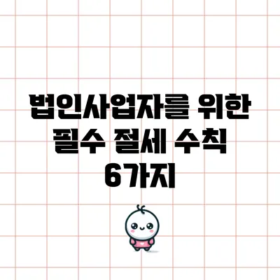 법인사업자를 위한 필수 절세 수칙 6가지