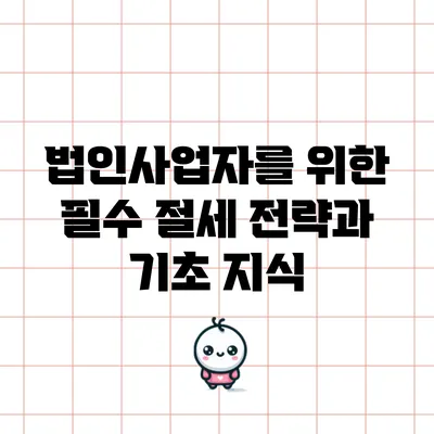 법인사업자를 위한 필수 절세 전략과 기초 지식