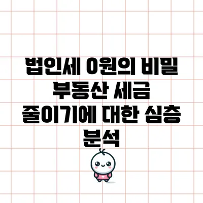 법인세 0원의 비밀: 부동산 세금 줄이기에 대한 심층 분석