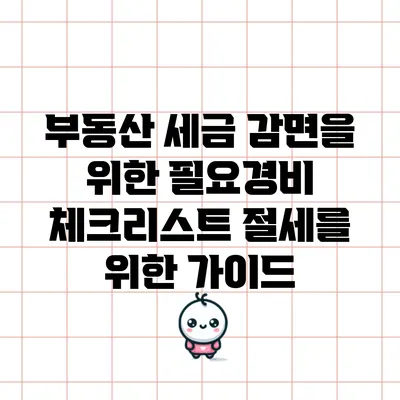 부동산 세금 감면을 위한 필요경비 체크리스트: 절세를 위한 가이드