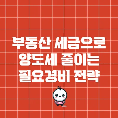 부동산 세금으로 양도세 줄이는 필요경비 전략