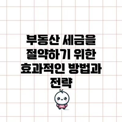 부동산 세금을 절약하기 위한 효과적인 방법과 전략