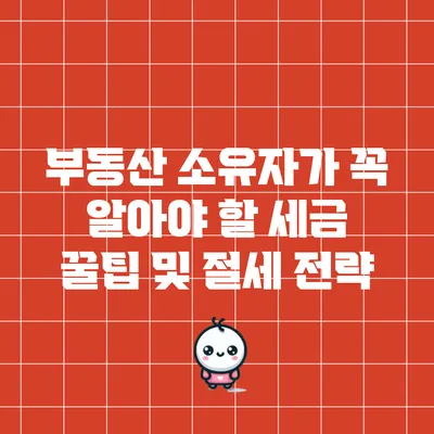 부동산 소유자가 꼭 알아야 할 세금 꿀팁 및 절세 전략