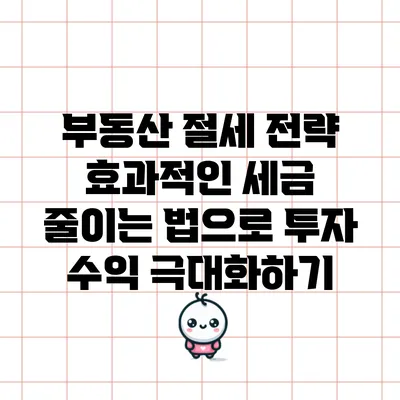 부동산 절세 전략: 효과적인 세금 줄이는 법으로 투자 수익 극대화하기
