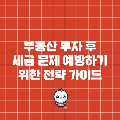 부동산 투자 후 세금 문제 예방하기 위한 전략 가이드