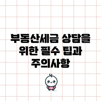 부동산세금 상담을 위한 필수 팁과 주의사항