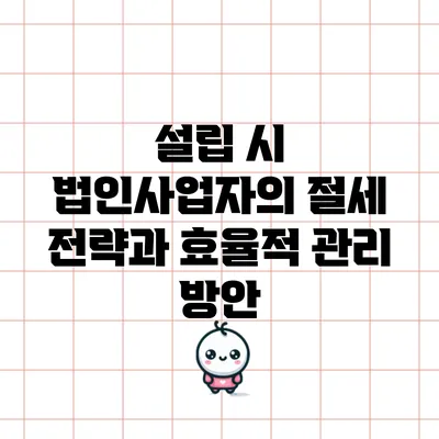 설립 시 법인사업자의 절세 전략과 효율적 관리 방안
