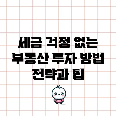 세금 걱정 없는 부동산 투자 방법: 전략과 팁
