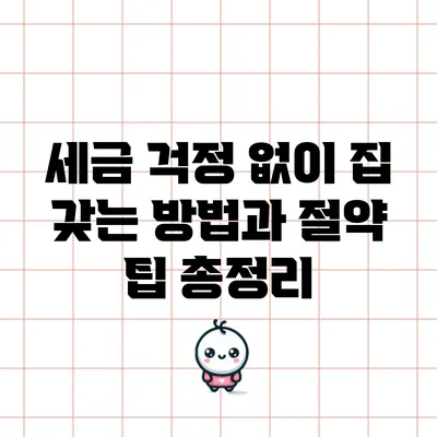 세금 걱정 없이 집 갖는 방법과 절약 팁 총정리