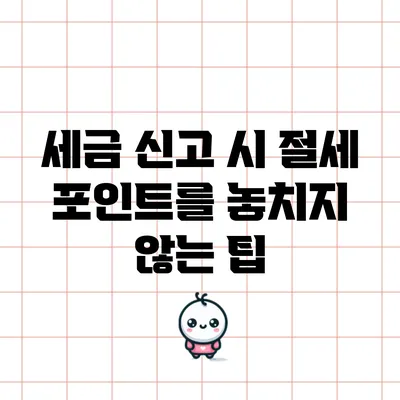 세금 신고 시 절세 포인트를 놓치지 않는 팁