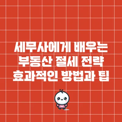 세무사에게 배우는 부동산 절세 전략: 효과적인 방법과 팁