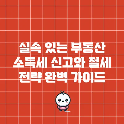 실속 있는 부동산 소득세 신고와 절세 전략 완벽 가이드