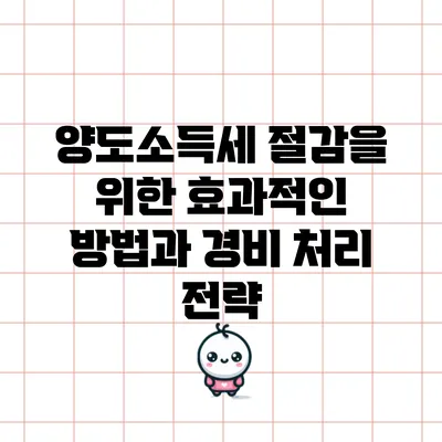 양도소득세 절감을 위한 효과적인 방법과 경비 처리 전략