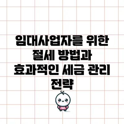 임대사업자를 위한 절세 방법과 효과적인 세금 관리 전략